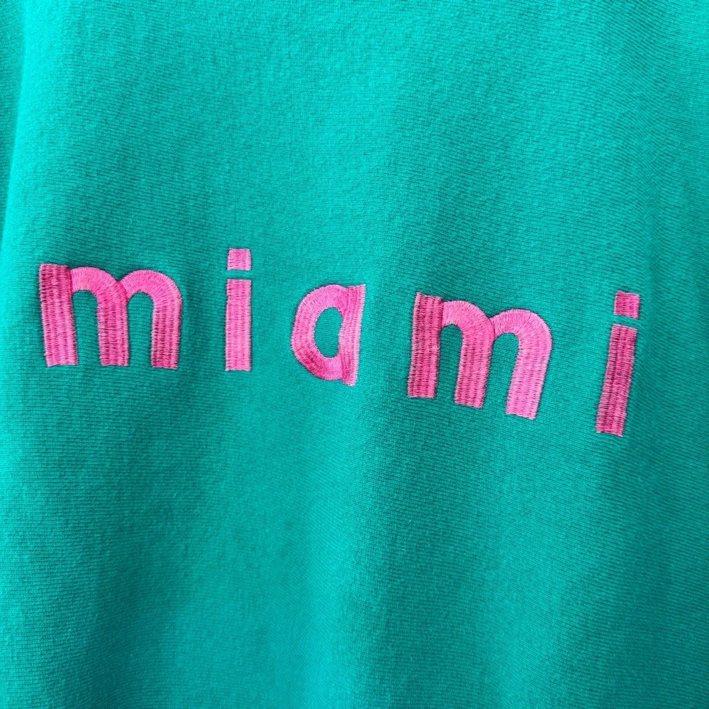 Vintage 80’s teal Miami embroidered champion reverse weave crewneck sz Large USA - Picture 2 of 8